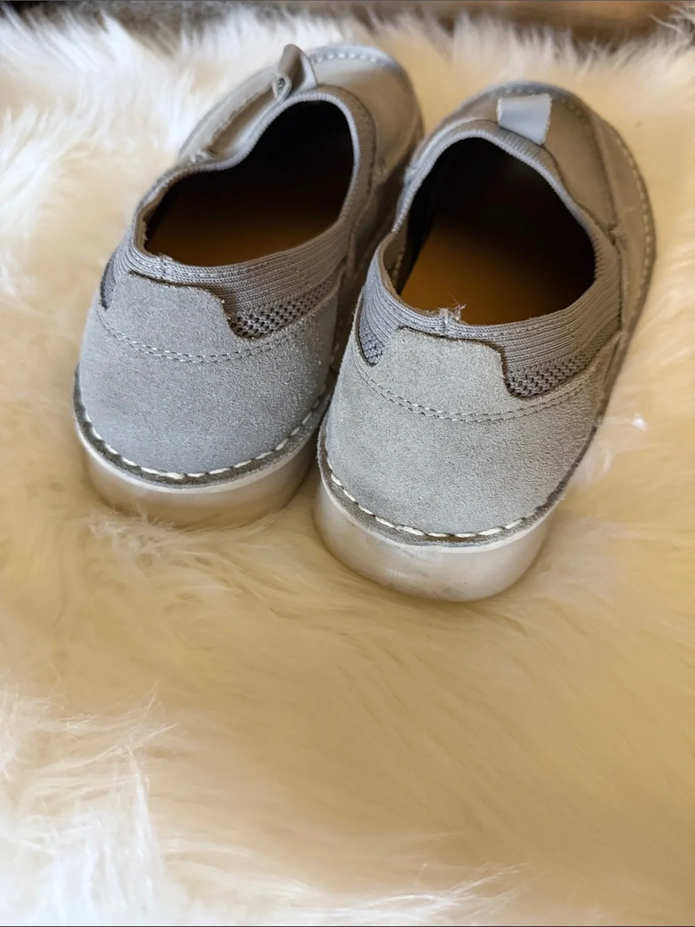 Hush Puppies Men’s Suede Slip-On Loafers in Light Gray